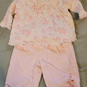 Sprockets Baby Pink floral long sleeved shirt and pink pants